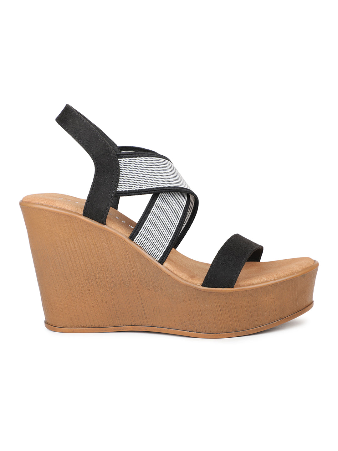 Crisscross Elastic Ankle Strap Sandal on a Platform Heel – Design Crew